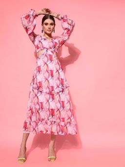 STREET 9 - Pink Printed Midi Dress