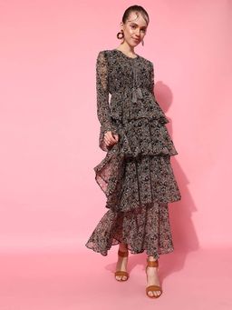 STREET 9 - Black Printed Maxi Dress