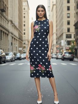 ZUMMER - Black Polka Dot Midi Dress