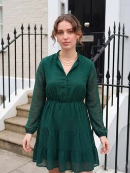 ZUMMER - Green Self Design Dress