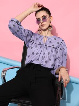 STREET 9 - Lavender Floral Printed Blouse