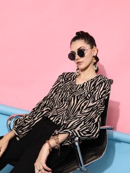 STREET 9 - Black Animal Printed Blouse
