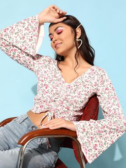 STREET 9 - Pink Floral Printed Crop Top