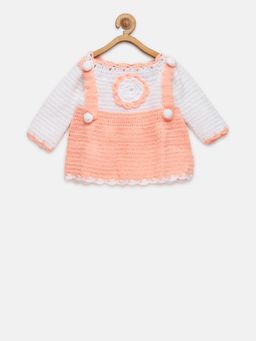 CHUTPUT - Hand Knitted White Crochet Baby Girl Designer Pattern Dress