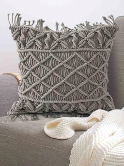 Sashaa World - Macrame Grey Cushion