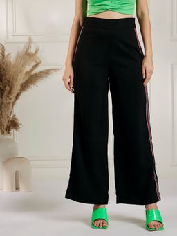 Marie Claire - Women Casual Black Color Solid Trouser
