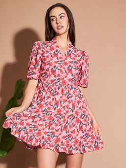 Marie Claire - Women Casual Mini Pink Color Mini Floral Dress