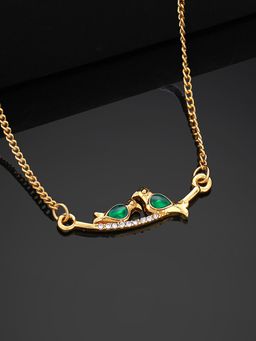 Estele - Gold Plated Love Bird Designer Charm Pendant with White Crystals for Girls & Women