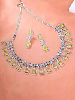 Estele - Rhodium Plated CZ Fascinating Necklace Set Yellow Austrian Crystals for Women
