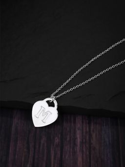 Carlton London - Women 925 Sterling Silver Rhodium Plated & M Alphabet Pendant with Chain