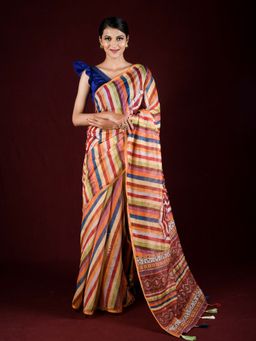 EXCLUSIVA - Multicolor Cotton Silk Print Leheriya Print Sequin Work with Unstitched Blouse