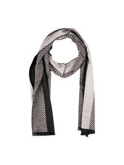 The Tie Hub - Grey with Black Wave Design Woolen Scarf
