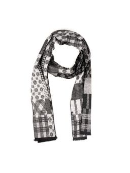 The Tie Hub - Geometric Printed Black Woolen Scarf