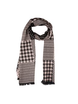 The Tie Hub - Geo Design Black with White Woolen Scarf