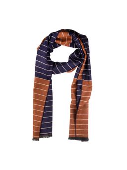 The Tie Hub - Stripe Blue with Brown Woolen Scarf