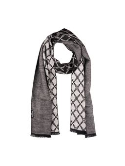 The Tie Hub - Zig-Zag Lines Black with Cream Woolen Scarf