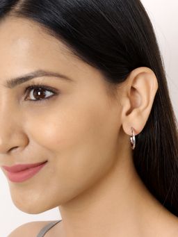 Ornate Jewels - 925 Sterling Silver American Diamond Half Hoop Earrings for Women Girls One Size