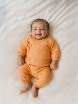 Somersault - Embroidered Wraparound Jhabla Set (Orange)