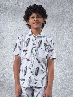 CRIMSOUNE CLUB - Boy's White Floral Print Shirt