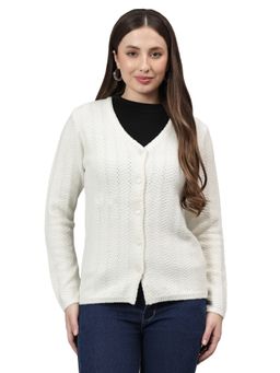 Cantabil - Self Design Ivory Full Sleeves Women Casual Sweater