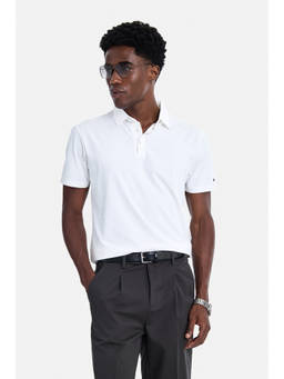 Snitch - Men White Nylon/Spandex Polo T-Shirt
