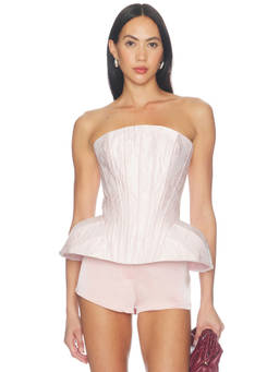 AKNVAS - Emmi Women's Strapless Boned Brocade Corset Pink