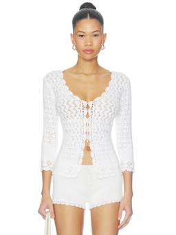 GUIZIO - Rosalie Women's Crochet Knit Scalloped Hem Camisole White