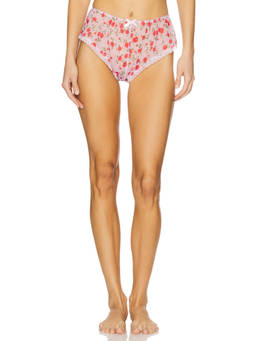 For Love & Lemons - Lottie Women's Floral Lace Trim Mesh Sleep Short Pink