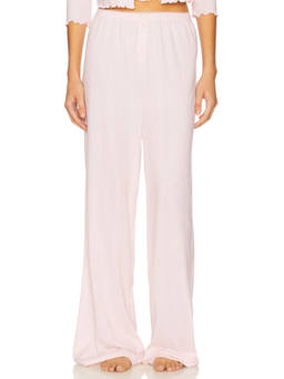 For Love & Lemons - Elliana Women's Pointelle Wide Leg Pajama Pant Pink