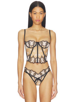 For Love & Lemons - Truest Love Women's Underwired Mesh Lace Bustier Black