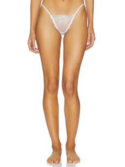 For Love & Lemons - Shimmer Garden Women’s Embroidered Lace Thong Panty Blue