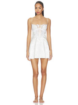 For Love & Lemons - Rita Rose Women's Lace Trim Adjustable Strap Nightdress White
