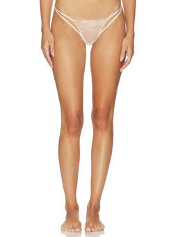For Love & Lemons - Sequin Seashell Embellished Women's Mesh Thong Panty Silver