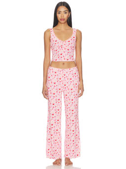 Free People - Intimately Women's Pointelle Floral Print Pajama Set Pink