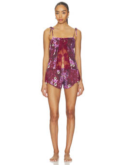Free People - X Intimately Women's Lace Panel Chiffon Sleep Set Maroon