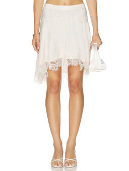 Free People - Something Satin Women's Lace Trim Jacquard Half Slip Skirt White