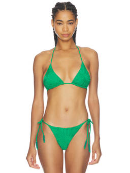 FARM Rio - All Over Women's Padded Halter Tie-Up Bikini Top Green