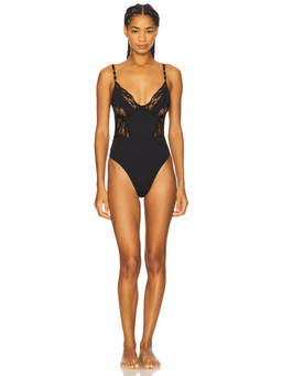 Hanky Panky - Lexi Wood Women's Lace Panel Unpadded Bodysuit Black
