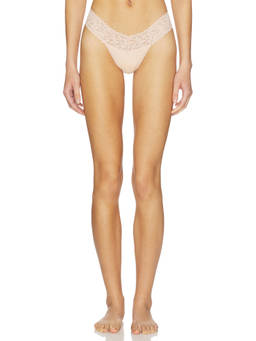 Hanky Panky - Supima Cotton Women's Lace Trim Low Rise Thong Nude