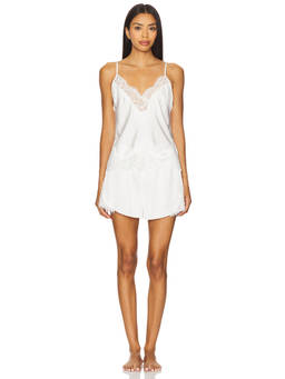 homebodii - Sian Women's Lace Trim Adjustable Strap Pajama Set White
