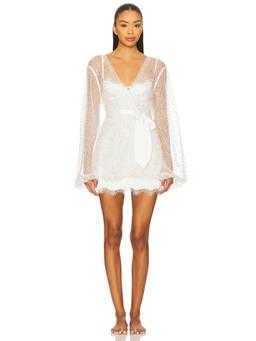 homebodii - Sequin Tulle Women's Tie-Up Wrap Robe White
