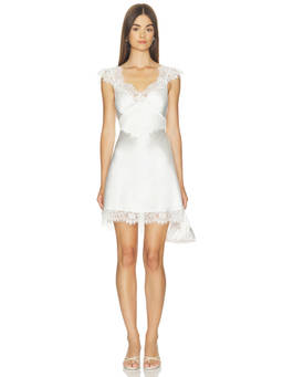 homebodii - Amba Lace Women's Satin Eyelash Lace Trim Chemise White