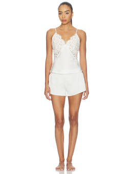 homebodii - Peyton Women's Lace Trim Adjustable Strap Pajama Set White