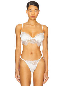 KAT THE LABEL - Rae Women's Satin Lace Non-Padded Bralette White