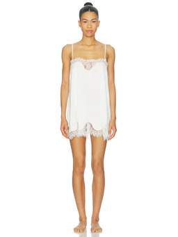KAT THE LABEL - Olivia Women's Lace Trim Adjustable Strap Satin Nightdress White