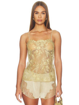 LIONESS - Golden Hour Women's Sheer Lace Cami Gold