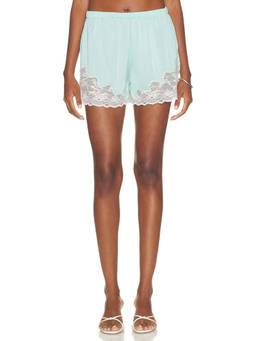 MADISON THE LABEL - x REVOLVE Women's Lace Trim Satin Sleep Shorts Blue