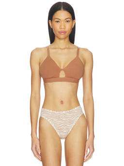 Negative Underwear - Cotton Cutout Women's Unlined Bralette Bra Brown