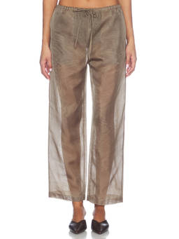 RENGGLI - Sheer Organza Women's Tie-Up Pocket Sleep Pant Beige