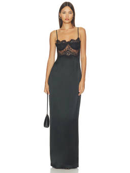 SANS FAFF - Maxim Women's Lace Underwire Satin Nightdress Black